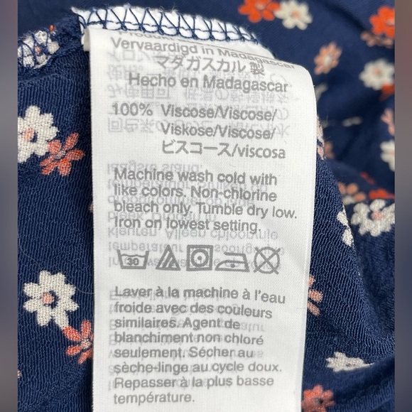 Madewell navy floral Midi Skirt-size 0 - Picture 3 of 5